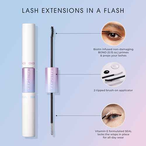 KISS Falscara DIY Eyelash Extension Bond & Seal Infused with Biotin & Vitamin E ? Strong Gentle Comfortable Lash Adhesive for All Day Wear For Use With Falscara Lash Wisps, Remover, and Applicator