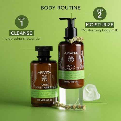 Apivita Tonic Mountain Tea Mousturizing Body Milk | Moisturizes, Softens Tones & Revitalizes with Mountain Tea & Propolis, 200 mL / 6.67 oz