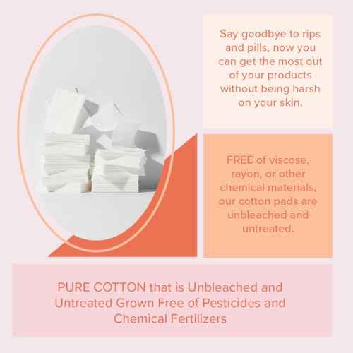 White Rabbit ? Naked Cotton Classic ? Premium 100% Cotton Pads for Toner Use, Makeup Remover, and Masks | Unbleached, Lint-Free, Extra Soft | Korean Skin Care Product (200 Count)