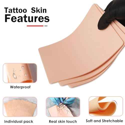 10Pcs Tattoo Skin 3MM - Urknall Fake Skin Blank Tattoo Practice Skins Double Sides Fake Skins Tattooing for Beginners and Tattoos Artists Tattooing Supplies