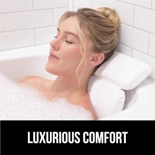 GORILLA GRIP Bath Pillow for Tub, Headrest for Neck and Back Support, Luxury Bathtub Pillows, Hot Tub Cushions, Bathroom Accessories for Women, Relaxing Spa Gifts for Mom Wife Girlfriend 2 Panel White
