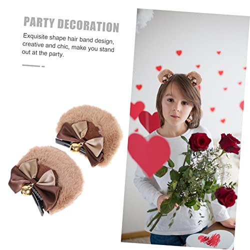 FRCOLOR 2 Pairs Bear Ear Hair Clips - Cute Women's Barrettes & Animal Ears Headband - Kawaii Anime Hair Accessories
