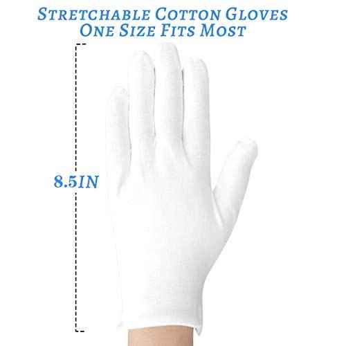 30 Pcs White Cotton Gloves for Dry Hands Moisturizing Eczema Overnight, Men and Women Stretchable Cloth White Gloves for Coin Jewelry Silver Inspection Halloween