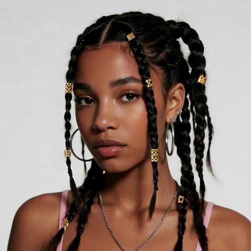220 Pcs Gold Hair Jewelry for Braids Dreadlock Locs Accessories Metal Hair Clips for Women Girls Adjustable Cuffs Brading Clips Hair Rings Decoration (Gold)