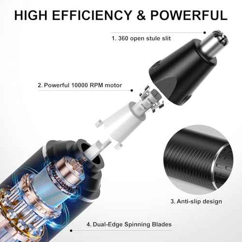 Nose Hair Trimmers for Men£¬Rechargeable Hair Trimmer 2 in 1 Painless Multifunctional Ear and Nose Hair Trimmer with IPX7 Waterproof Dual Edge Blades (Black Silver)
