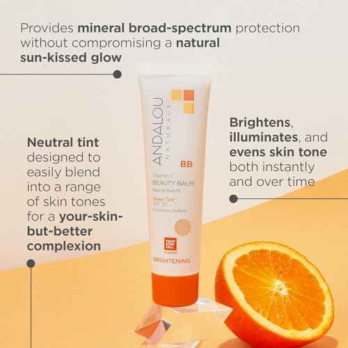 Andalou Naturals Vitamin C BB Beauty Balm Sheer Tint SPF 30 - 2-in-1 BB Cream & Mineral Sunscreen for Face - With Non-Nano Zinc Oxide Skin Protection - 2 fl oz