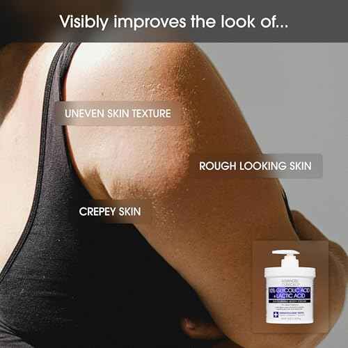 Advanced Clinicals 10% Glycolic Acid + Lactic Acid Lotion Exfoliant Moisturizing Cream With Hyaluronic Acid Moisturizer | AHA Exfoliating Body Cream Improves Look Of Uneven Rough Skin Texture, 16 Oz