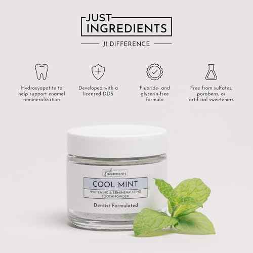 Just Ingredients Remineralizing Tooth Powder - Fluoride-Free, Whitens, Vegan, Clean - 1 oz Whitening