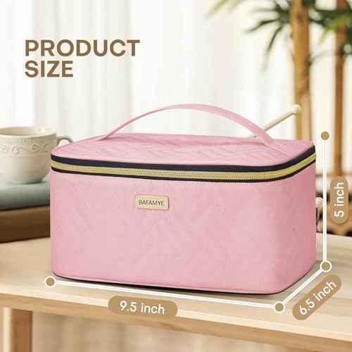 5L Travel Makeup Bag, Portable Cosmetic Bag for Women, Large Capacity Travel Toiletry Accessories Organizer case with Divider, Pink 1.34 GAL