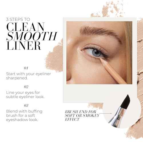 FITGLOW Beauty Vegan Eyeliner Pencil | Long-Lasting Eye Liner with Blending Brush | Smudge-Proof Eyeliner | Sensitive Eye Makeup | Natural, Clean & Cruelty-Free Eye Pencil | Brightening Beige, 1.1g
