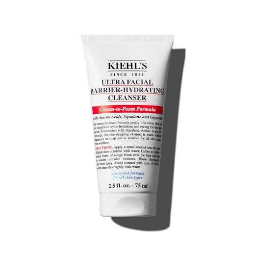 Kiehl's Ultra Facial Barrier-Hydrating Cleanser, Cream-To-Foam Non-Stripping Daily Face Wash For All Skin Types, Including Sensitive