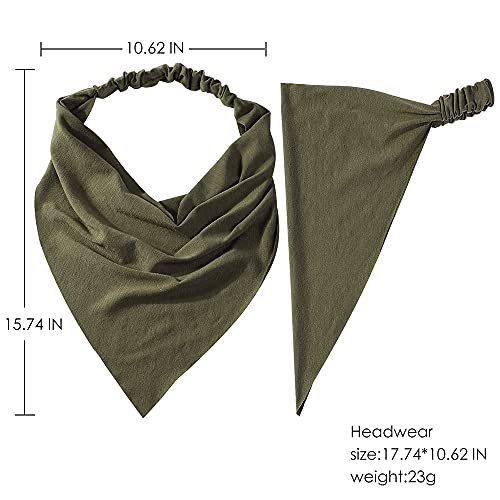6 Pack Hair Scarf Headband for Women Elastic Bandana Head Scarf Large Boho Triangle Kerchief with Clips Non Slip Scarves