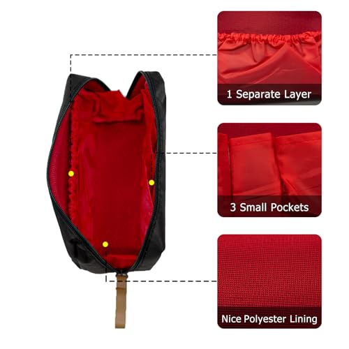 Long Keeper Small Cosmetic Bag Women Water Resistant Make Up Bag Cute Mini Travel Makeup Organizer Bag Portable Toiletry Bag (Black and Red)