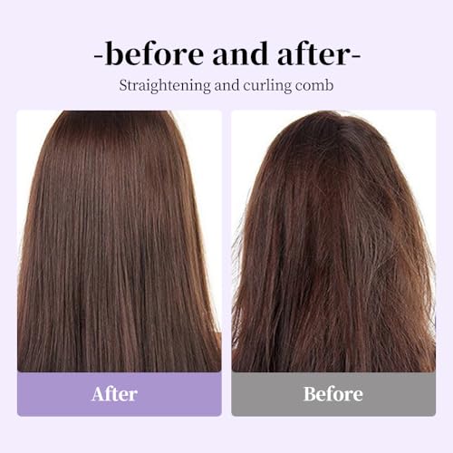 Ceramic Hairdressing Comb Smooth, 2025 New Hairdressing Comb for Straight and Curly Hairs, Upgrade Portable Wireless 2-in-1 Hairs Dressing Combs Fast Heating 3 Adjustable Temperatures (Purple)