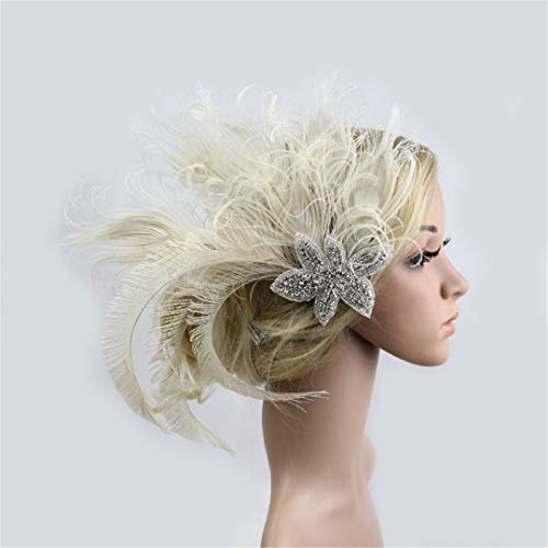 Fascinator Peacock Feather Hair Clips Flapper Headband Art Deco 20's Accessories for Women