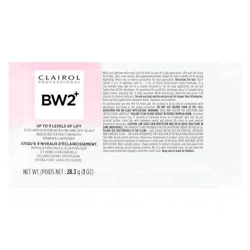Clairol Professional BW2+ Extra Strength Powder Lightener, Up to 9 Levels of Lift for Hair Highlights & Lightening