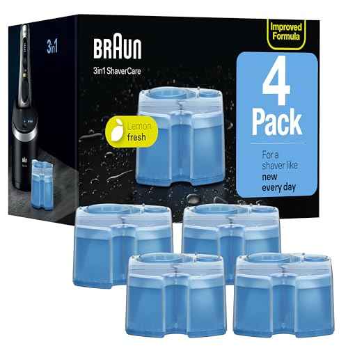 Braun Clean & Renew Refill Cartridges CCR, Cleans your Shaver for Optimal Hygiene, Removes Residual Hair & Skin Particles, Lemon Scent, 22.8 fl oz (Pack of 4)
