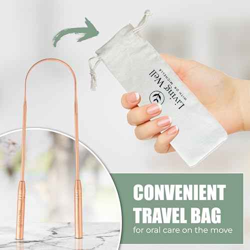Living Well with Dr. Michelle Copper Tongue Scraper - Premium Metal Tongue Cleaner for Adults & Kids - Eliminate Bad Breath & Enhance Oral Hygiene - Includes Travel Bag