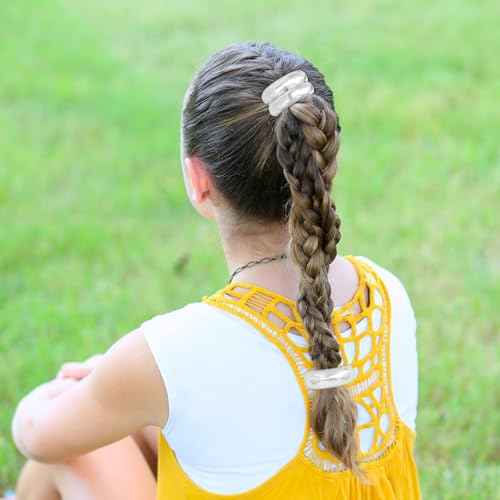 6pcs Gold and Silver Hair Ties for Women Metal Ponytail Holders Elastic Ties HairCuff Metal Geometric Scrunchies for Thick Thin Hair Fashion Accessories for Women Girls