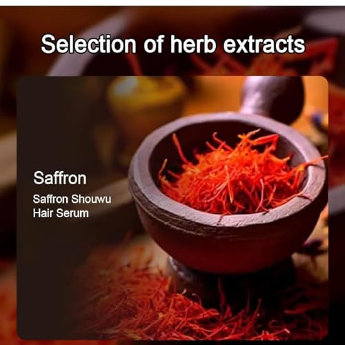 Herbal Black Hair Spray, Saffron Hair Blackening Spray, Affron And Polygonum Multiflorum Essence Sprays, Leaving Hairs Shiny Non-Frizzy