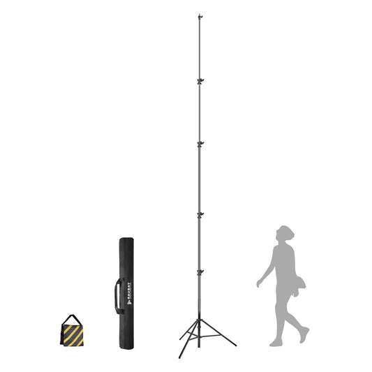 【16' Heavy Duty】 RAUBAY Extreme Tall Video Camera Sports Tripod Stand Air-Cushioned Telescoping Aluminium Alloy Light Stand with 1/4"& 3/8" Screw Adapter, Professional Sky High Tripod - TT480 Black…