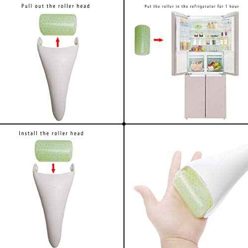 3 in 1 Ficial Face Ice Jade Roller and Gua Sha Tool, Natural Real Jade Anti-Wrinkle Face Eye Neck Massager Tool, Reduce Wrinkles, Puffiness, Migraine, Redness, Pain and Injury