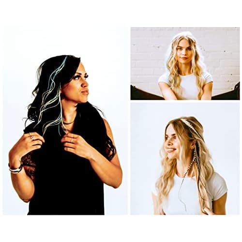 50 Natural Color Hair Extensions ? 9¡±?14¡± Long ? DIY Rooster Kit with 50 Micro-Link Beads ? 100% Real Feathers ? Eye-Catching Boho Style