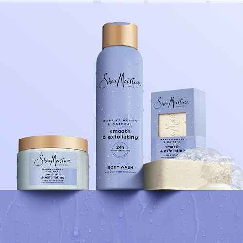 SheaMoisture Shea Sugar Body Scrub Manuka Honey Oatmeal for smooth & exfoliating Smooth and Exfoliating Body scrub with 24h shea moisture nutrients 12 oz