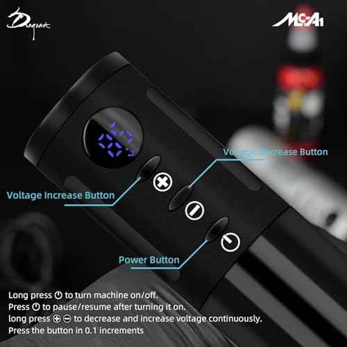 Dragoart MC-A1 Tattoo Pen Rotary Tattoo Machine, Brushless Motor 1450mAh Battery Power Tattoo Pen Machine with Ring Remote Switch Minimal Vibration Tattoo Gun Wireless for Artist & Beginners