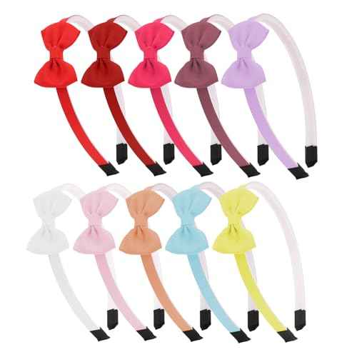 10 Packs Bow Headbands for Girls Colorful Headband with Bows Hair Bands for Kids Soft Hair Bows Sweet Headband for Toddler Cute Hair Accessories for Children