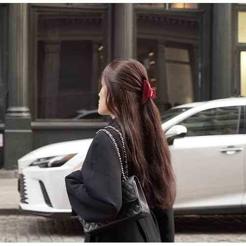 Premium Durable Acetate Hair Claw - 4 Inch Red Claw Clip For Women | Cute Clip For Thick Or Thin Hair | Large Hair Claws | (Red)