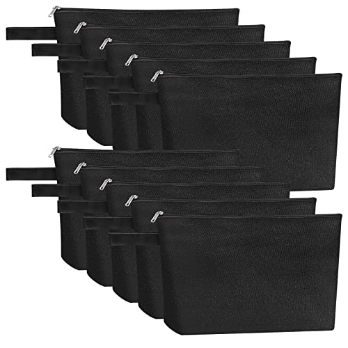 10 Pieces Cotton Canvas Makeup Bag with Bottom, Multi Purpose Cosmetic Bag with Zipper MN-WB07 Wb07