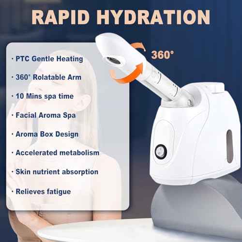 Facial Steamer Nanometer Fine Mist Face Steamer for Facial Deep Cleaning, 360¡ÆCan Rotate The Arm£¬10 Minute Home Facial Spa Mist, Design for Personal Care Use at Home Or Salon Barber
