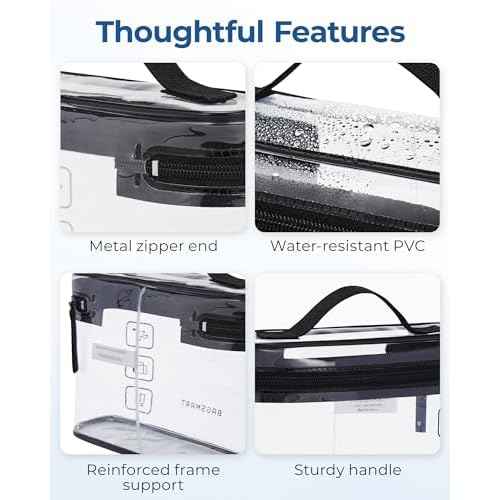 BAGSMART TSA Approved Toiletry Bag, 2 Pack Clear Makeup Cosmetic Bag Organizer, Quart Size Travel Bag for Toiletries, Carry-on Travel Accessories Essentials, Black-2pcs