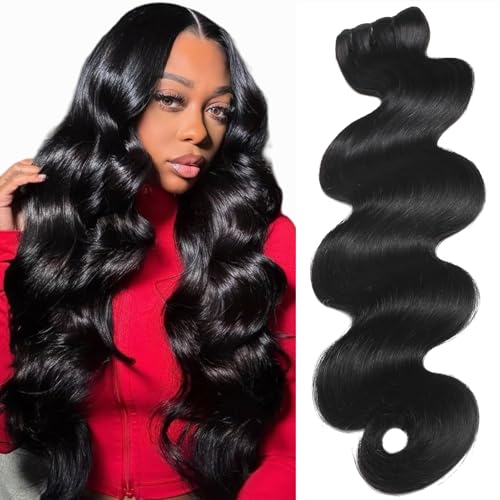 16A Raw Indian Human Hair Bundles 22 Inch Thick Raw Body Wave Bundles Human Hair Weave,4X Lifespan,100% Unprocessed Cuticle Aligned,Reusable Multiple Washes Keep Texture Silky Soft (Natural Black)