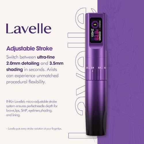 INKin PMU Machine with 6 Adjustable Stroke Lengths 2.0?3.5mm, Microblading Machine with 6 Memory Settings and 800mAh Battery, 130g Lightweight Lavelle Tattoo Gun for Brows, Lips, Eyeliner, SMP