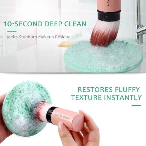 Norate Makeup Brush Cleaner, Make Up Brush Cleaner Solution + Makeup Brush Cleansing Pad, Brush Cleaner Mat for Brushes, Deep Clean Shampoo, Gentle Formula Cruelty Free, 2 Piece Set