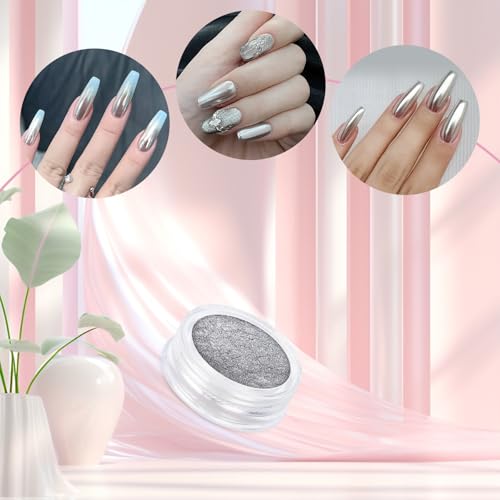 Artdone 8 Jars Chrome Nail Powder Magic White Pearl Kit Mirror Effect Silver Metallic Holographic Dip Nail Powder Decoration Iridescent Aurora Mermaid Pigment