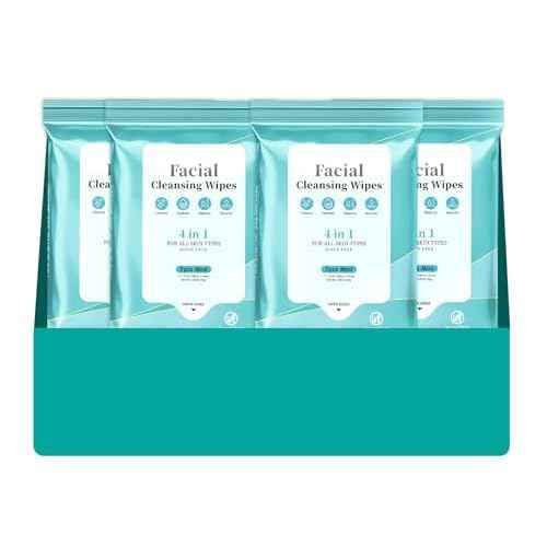 Facial Cleansing Wipes, Tea Tree Oil Extract for Face Cleansing, Salicylic Acid for Acne Treatment, Hydrating Pore Care for Sensitive Skin, Exfoliating & Soothing Double-Sided Cleansing Wipes (28PCS)