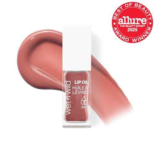 wet n wild Lip Oil - Lightweight, Non-Sticky, Hydrating & Nourishing Formula with 7 Conditioning Oils, Vegan & Cruelty-Free - Cocoa Rose