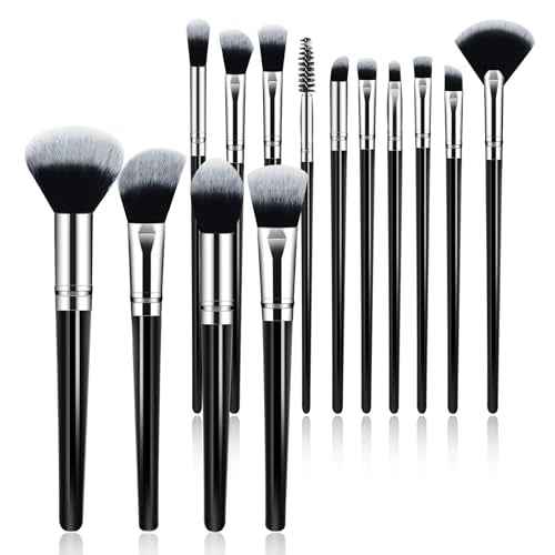 Makeup Brush Set, Premium Synthetic 14 Pcs Makeup Brushes, Travel Makeup Brush Set for Foundation, Concealer, Blush and Eyeshadow Brush(Black)