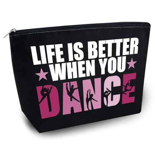 Dancer Gifts for Women Dance Bag Dance Makeup Bag Ballet Teacher Gift for Dancers Ballerina Travel Toiletry Zipper Pouch Dancer Cosmetic Pouch Recital Gifts Dancing Competition Must Haves