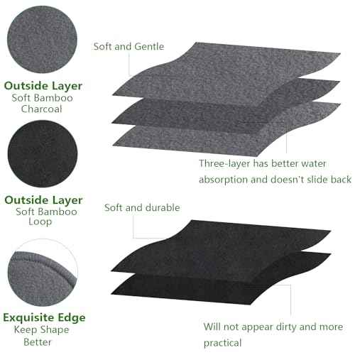 Reusable Makeup Removal Pads - 20 Pack with Laundry Bag - Soft Black Reusable Cotton Makeup Remover Pads for Face - Washable Bamboo Cotton Rounds