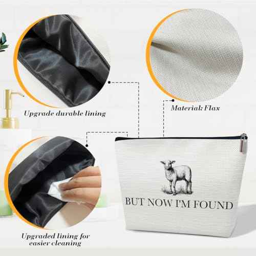 Christian Gifts Makeup Bag, But Now I'm Found Cosmetic Bag for Purse, Inspirational Religious, Birthday, Christmas, Faith Based Gifts for Women Sister Besties