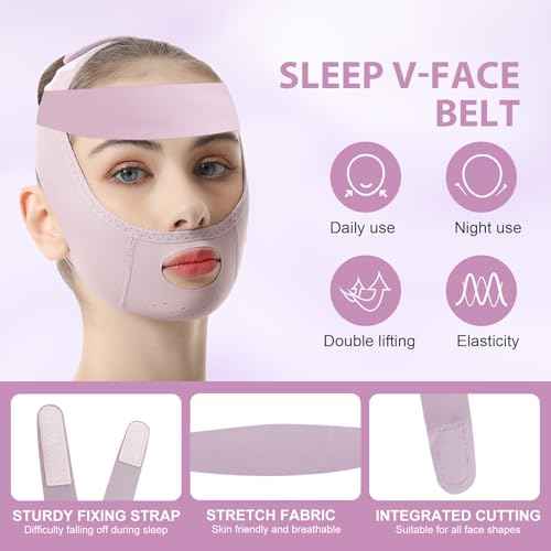 Face Lift Belt Forehead Lift Band, Comfort Pressure Forehead Bandage Chin Up Face Lifting Vshaped Strap