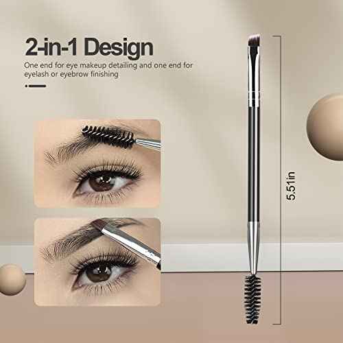 Eyebrow Brush Eyelash Separator Brow Comb & Lash Spoolie Professional Eye Makeup Tools (3 Pieces Set)