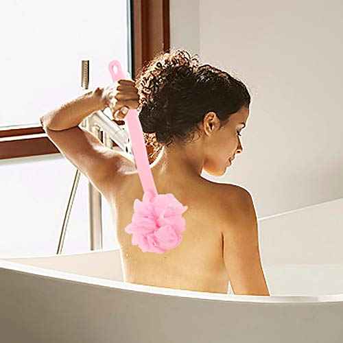 Tbestmax Loofah Back Scrubber Long Handle Shower Body Brush with Soft Mesh Sponge for Women Skin Exfoliating Bath, Massage