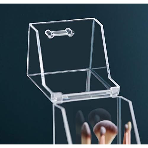 Square Acrylic Cosmetic Brush Organizer with Dustproof Lid, Clear, 9x9x21cm/3.5x3.5x8.3inch, 1pcs, Makeup Storage, Jewellery Storage Container