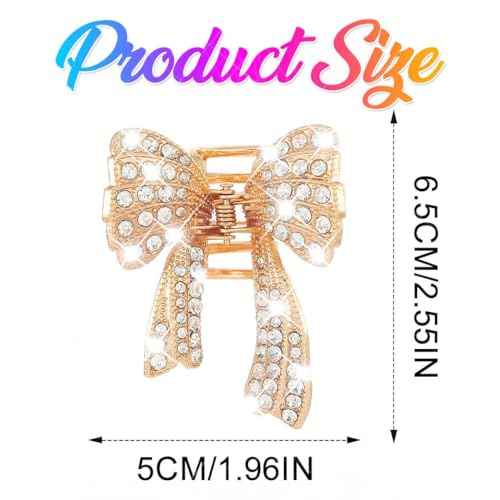 Fashey Rhinestone Claw Clips Gold Bow Hair Clip Small Metal Hair Claw Clips Hair Accessories for Women