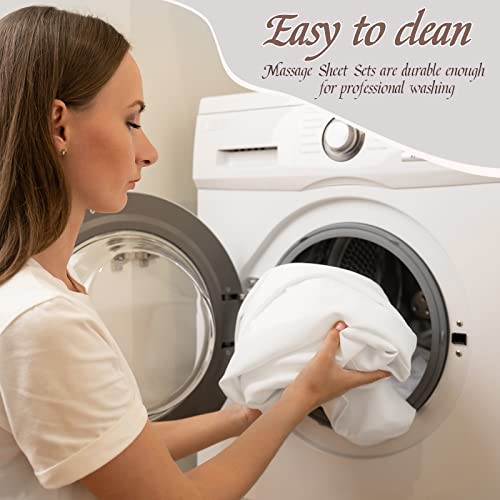 Oudain 6 Set Microfiber Massage Table Sheets Each Set Includes Massage Table Covers, Fitted Sheets, Face Cradle Covers (White)